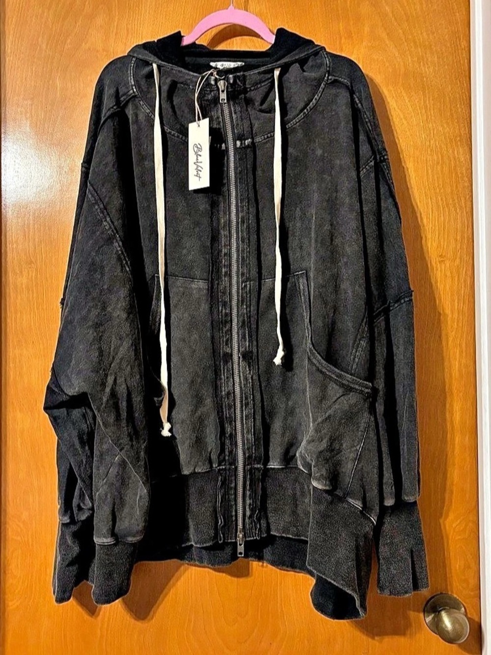 Blue Velvet Black Hooded Zip Jacket Size XL NWT